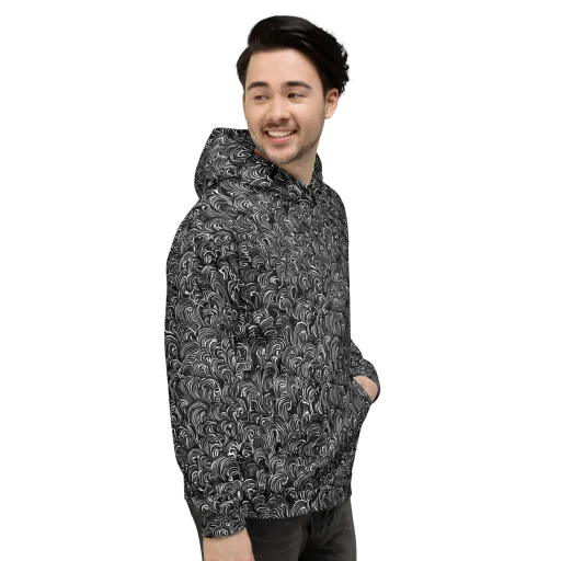 Midnight Feather on a Hoodie