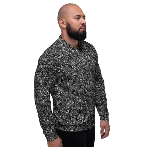 Midnight Feather on a Bomber Jacket
