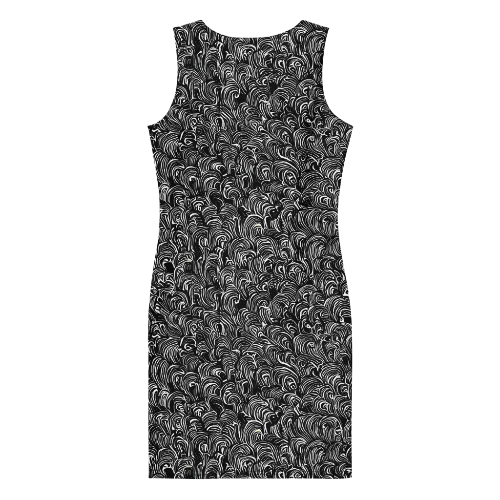 Midnight Feather on Bodycon Dress — Back