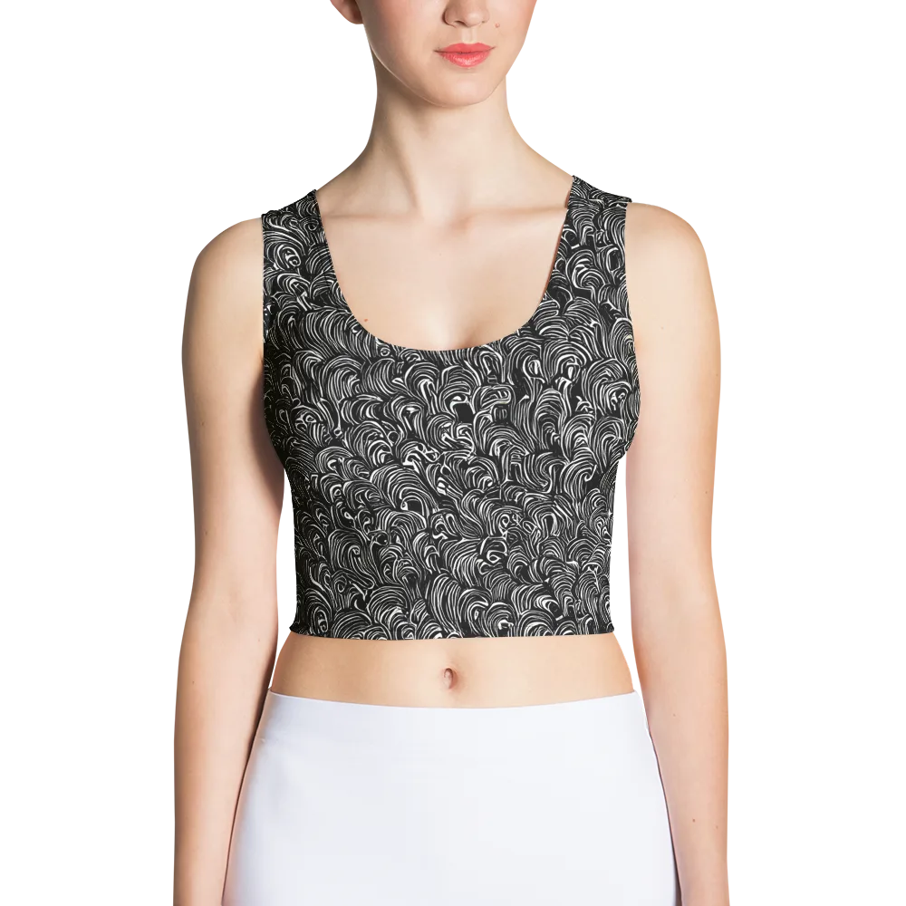 Midnight Feather on Crop Top — Front
