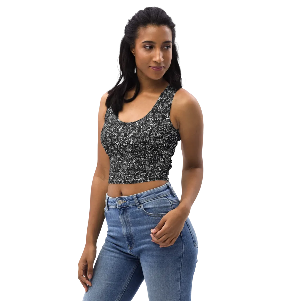 Midnight Feather on Crop Top — Left Front