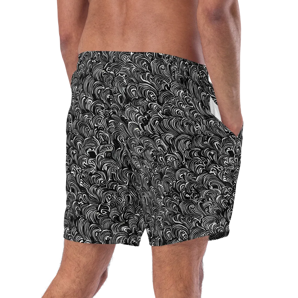 Midnight Feather on Swim Trunks — Right Back