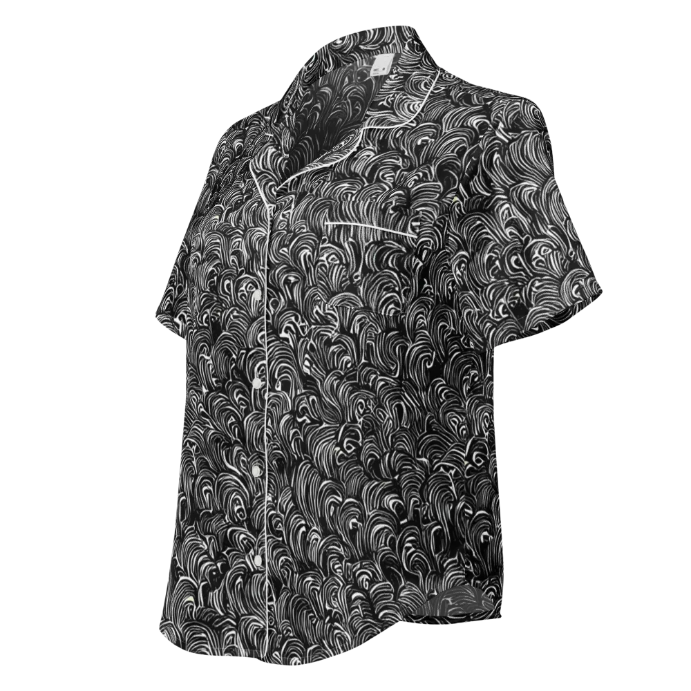 Midnight Feather on Women's Short Sleeve Pajama Top — Left Front