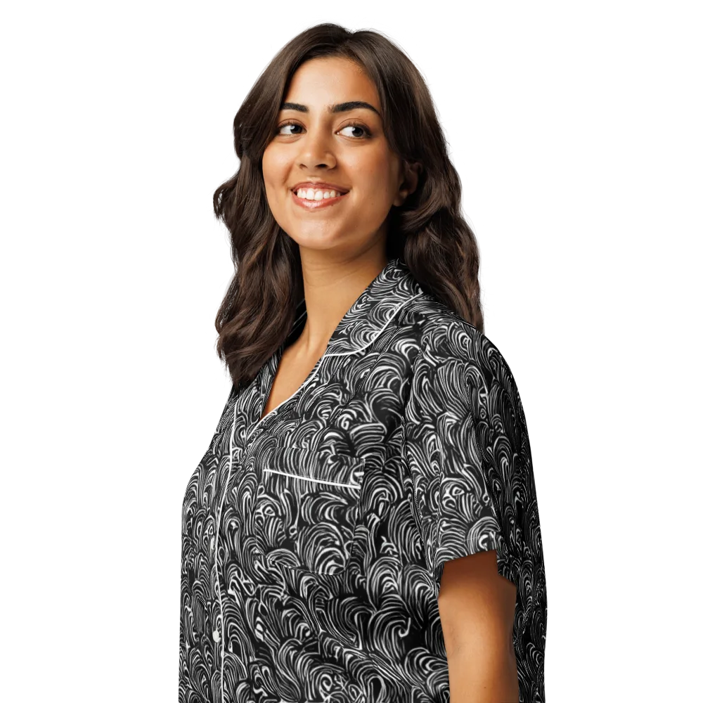 Midnight Feather on Women's Short Sleeve Pajama Top — Left Front