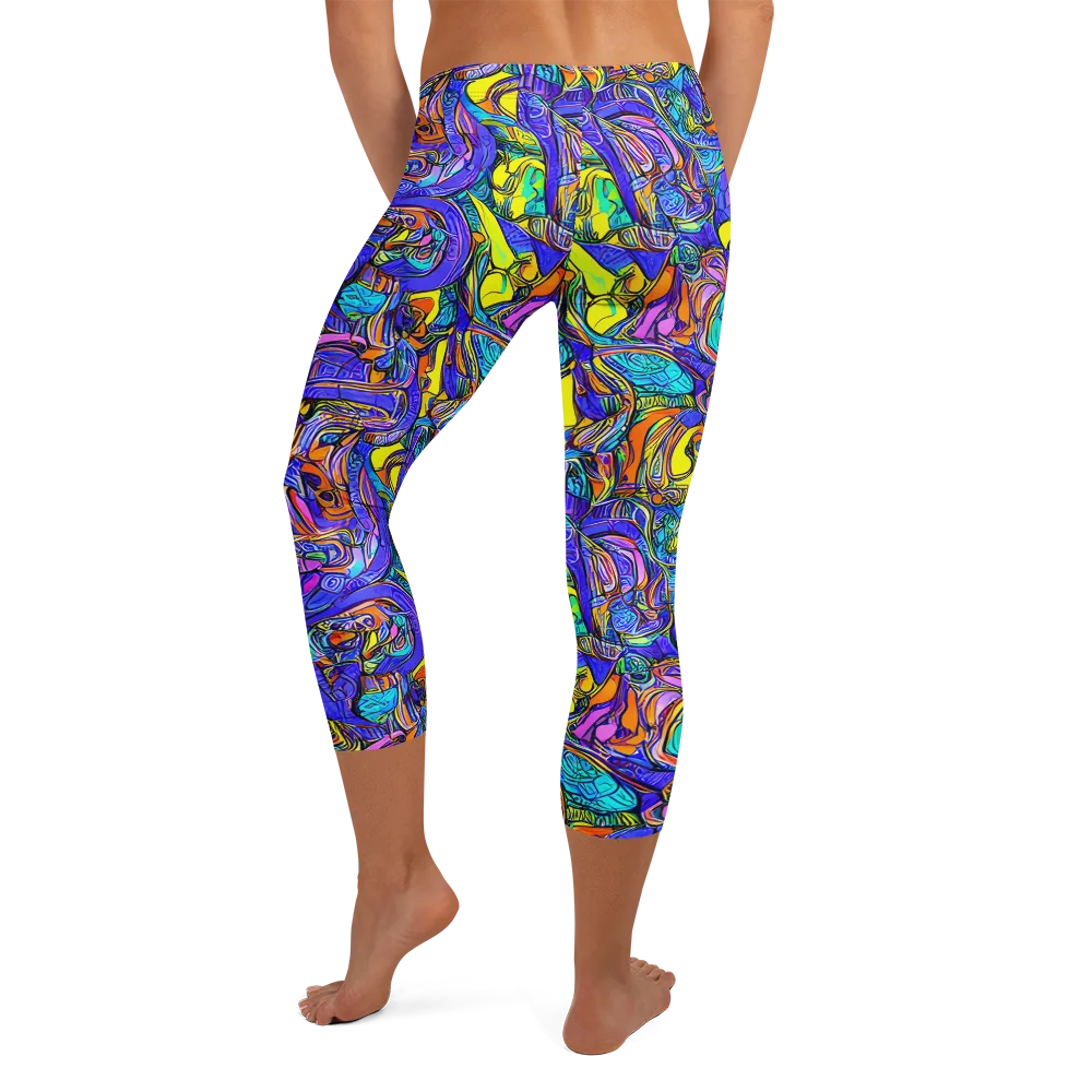 Electric Opulence on Capri Leggings — Back