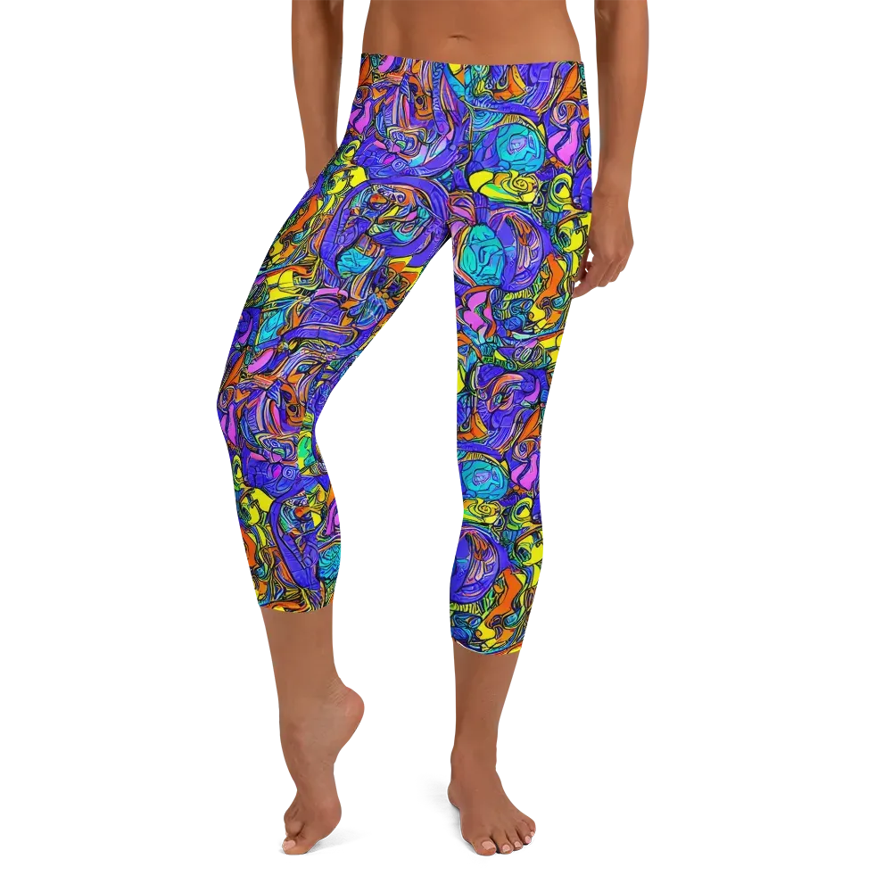 Electric Opulence on Capri Leggings — Front