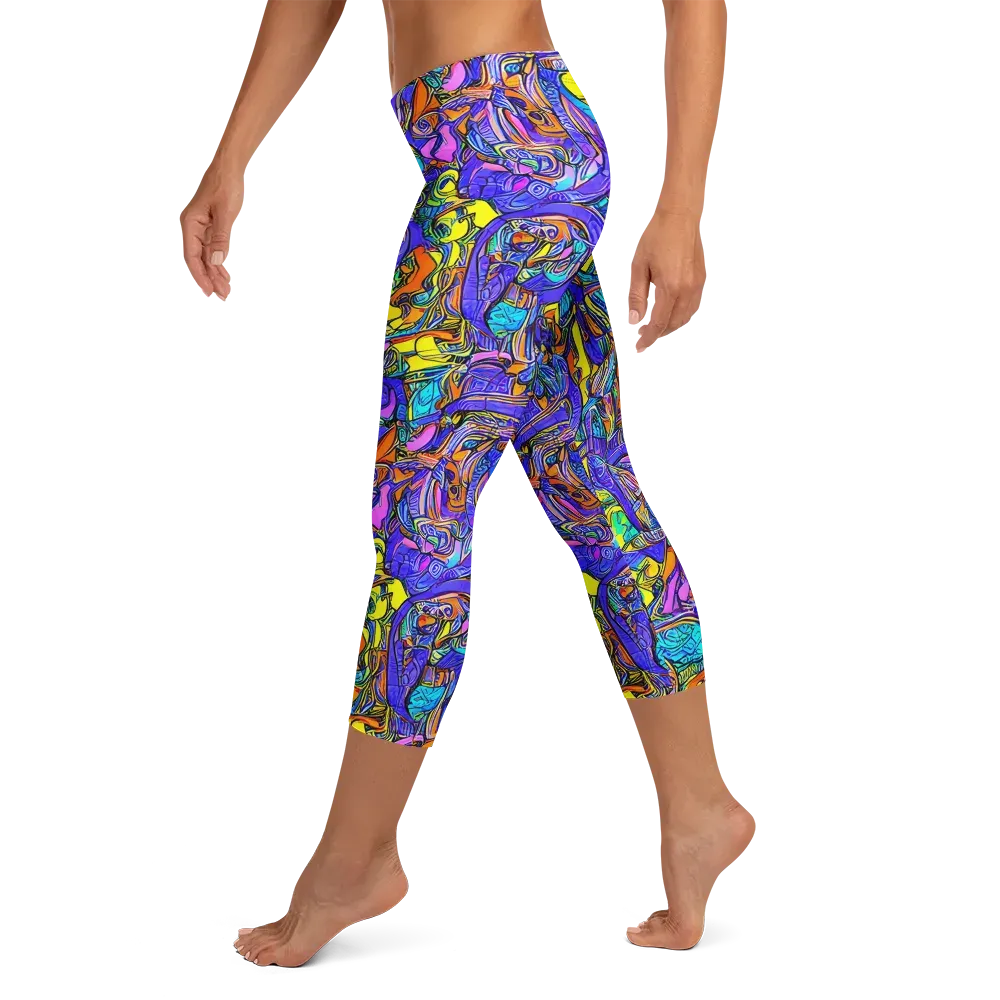 Electric Opulence on Capri Leggings — Left
