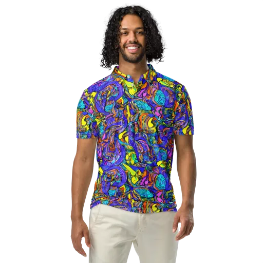 Electric Opulence on a Men's Slim Fit Polo Shirt