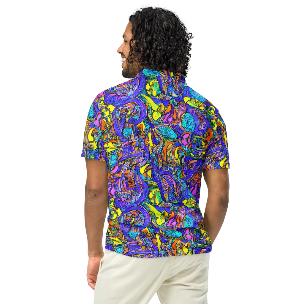 Electric Opulence on Men's Slim Fit Polo Shirt — Back