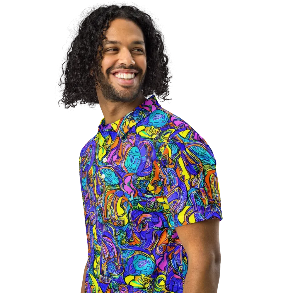 Electric Opulence on Men's Slim Fit Polo Shirt — Left Front