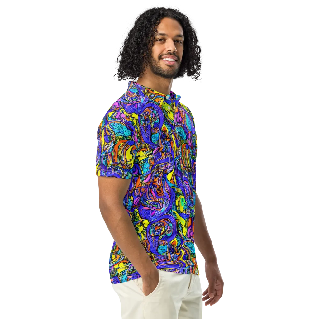 Electric Opulence on Men's Slim Fit Polo Shirt — Right Front