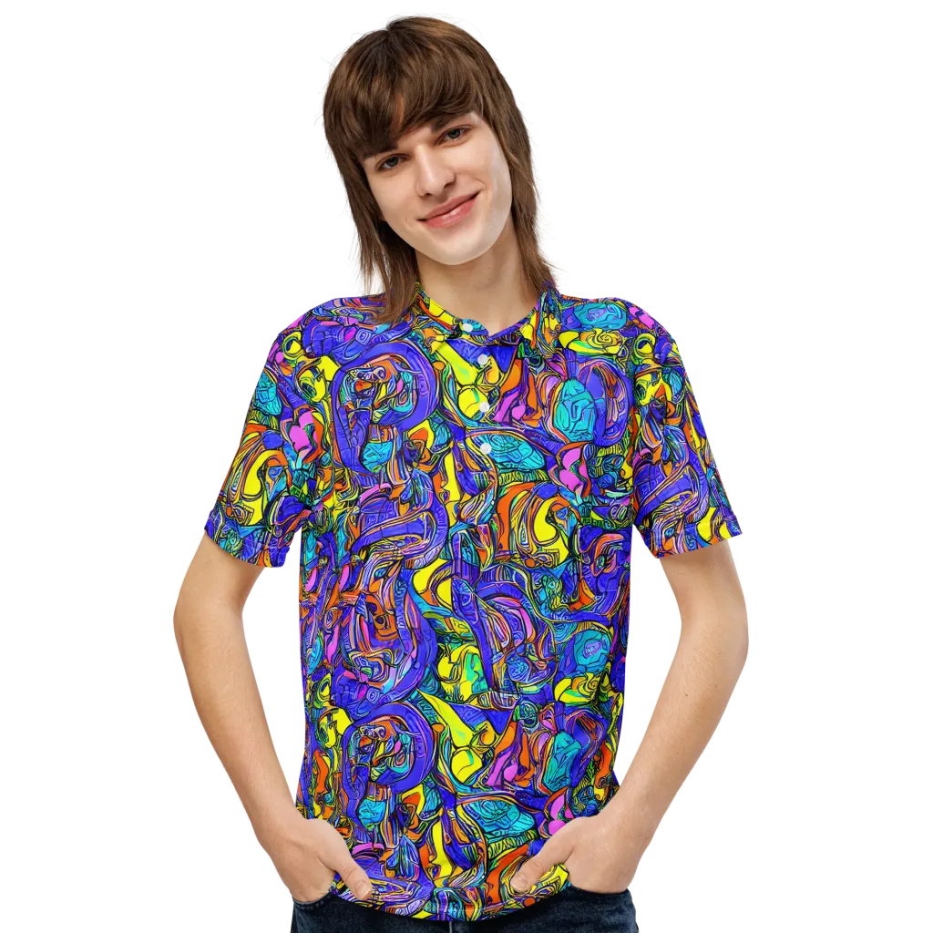 Electric Opulence on Men's Slim Fit Polo Shirt — Front