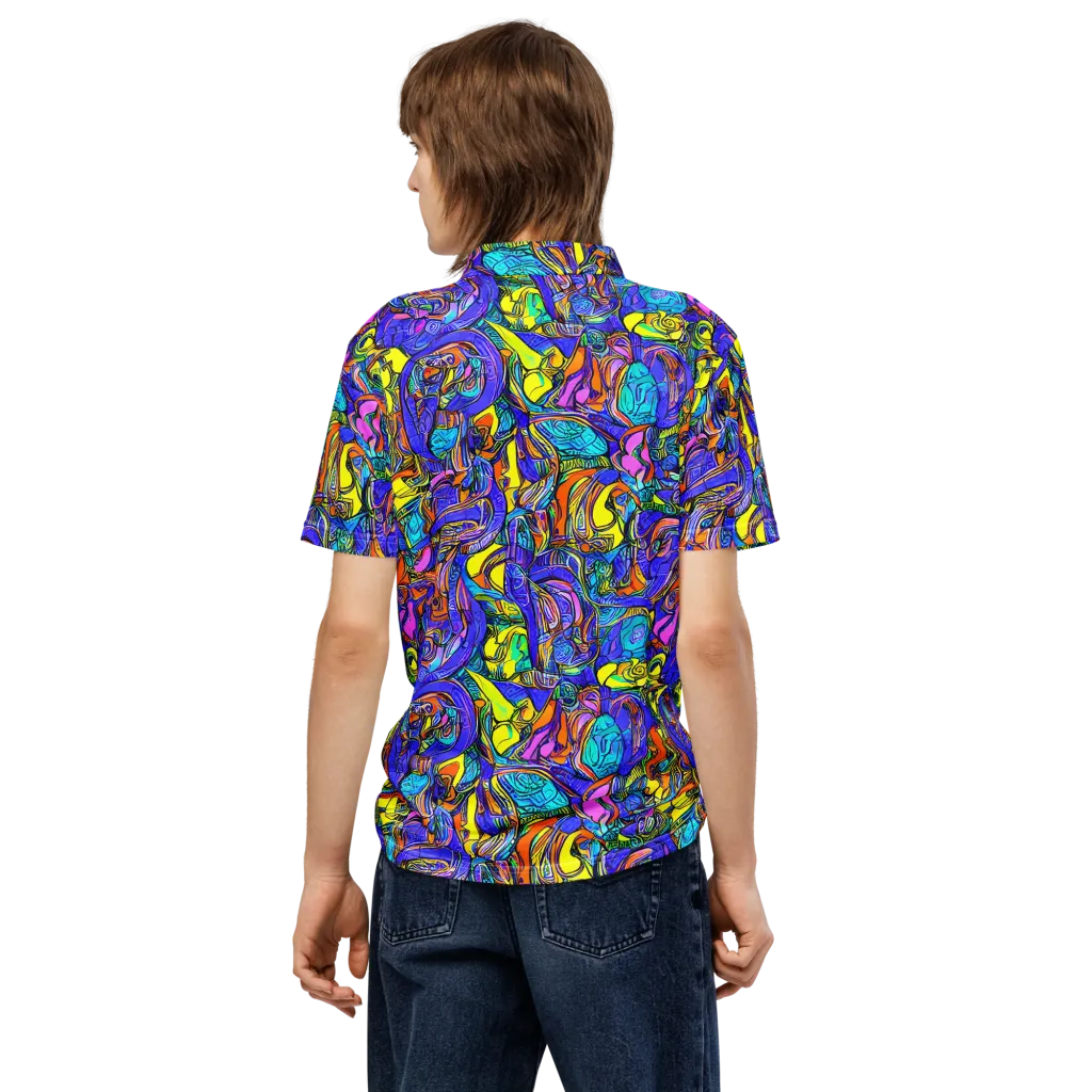 Electric Opulence on Men's Slim Fit Polo Shirt — Back