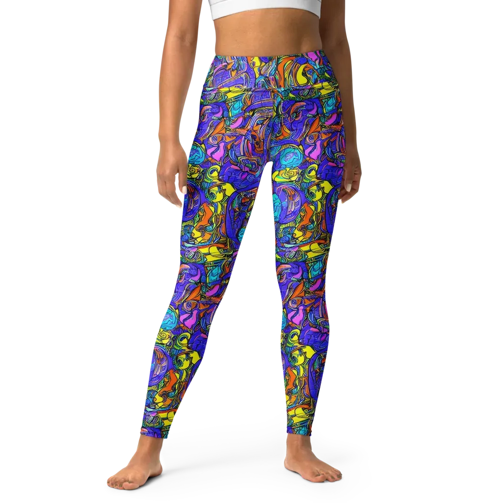 Electric Opulence on Yoga Leggings — Front