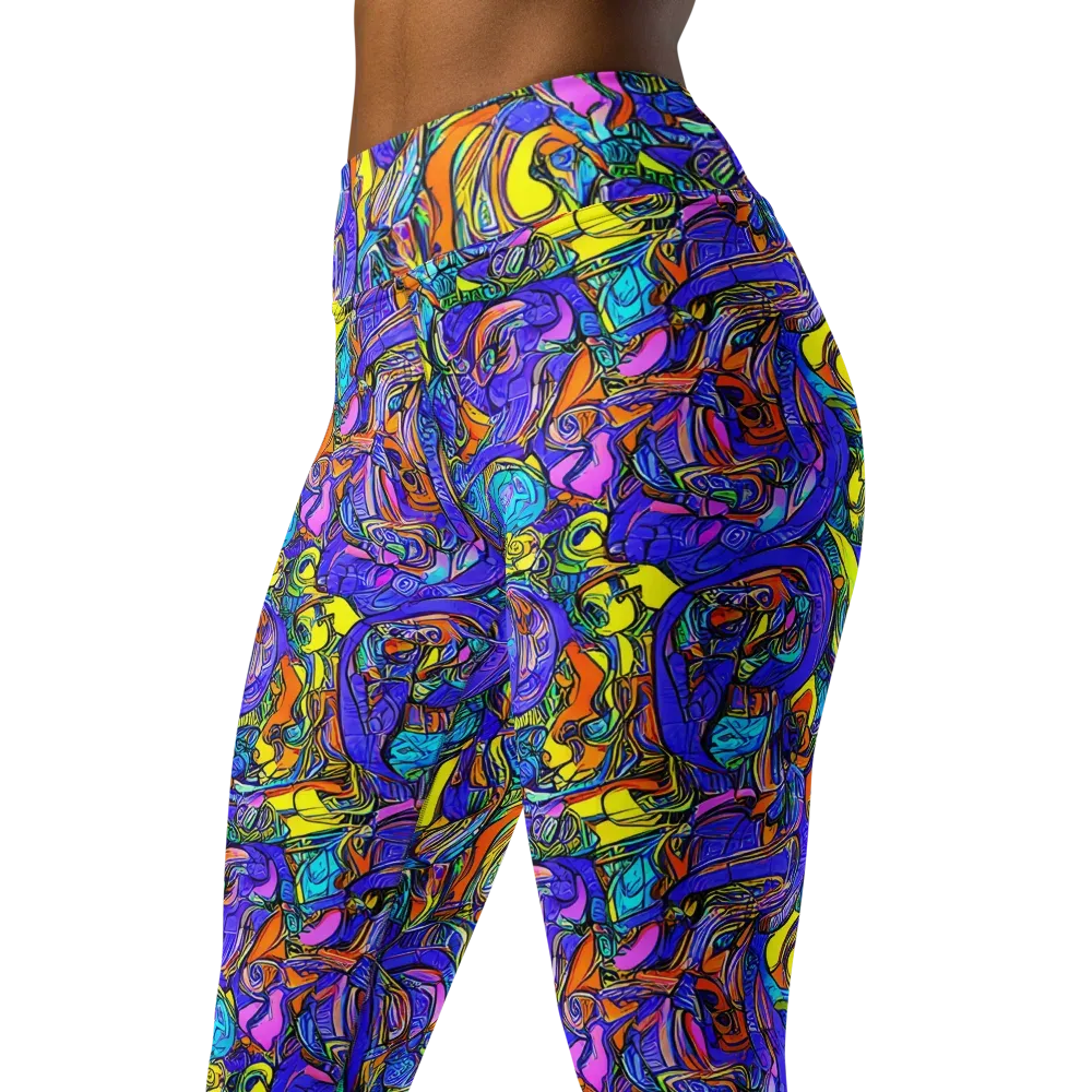Electric Opulence on Yoga Leggings — Left Front