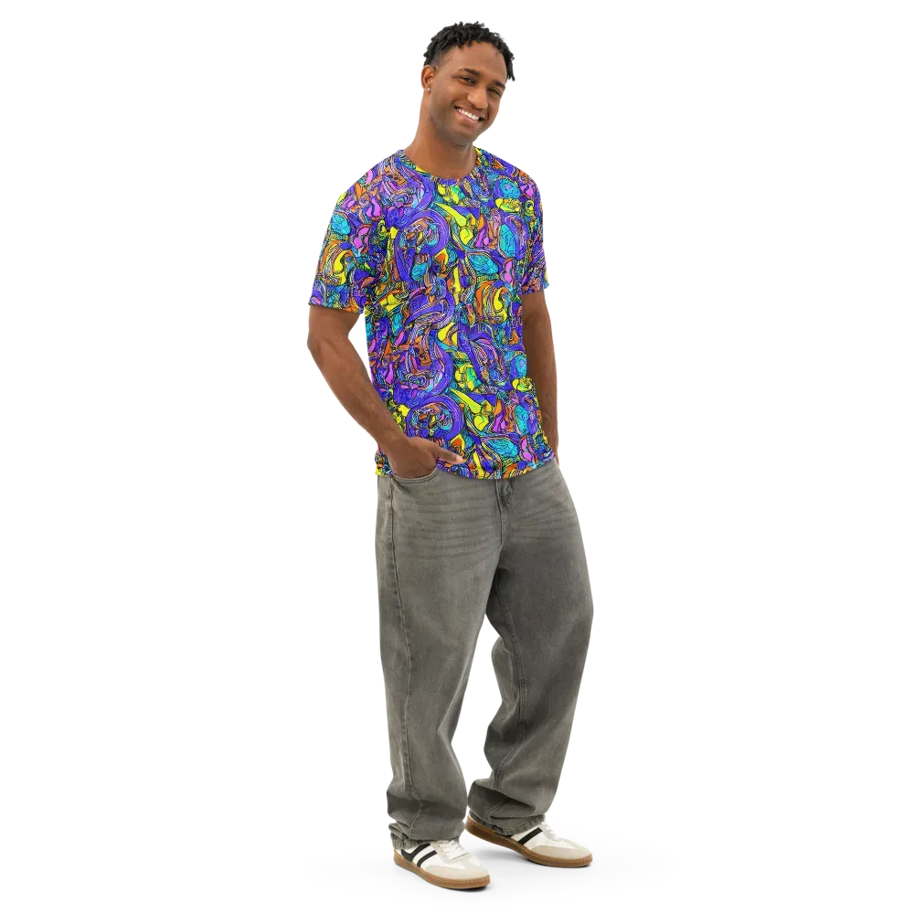 Electric Opulence on Men's Cotton Crew Neck T-Shirt — Right Front