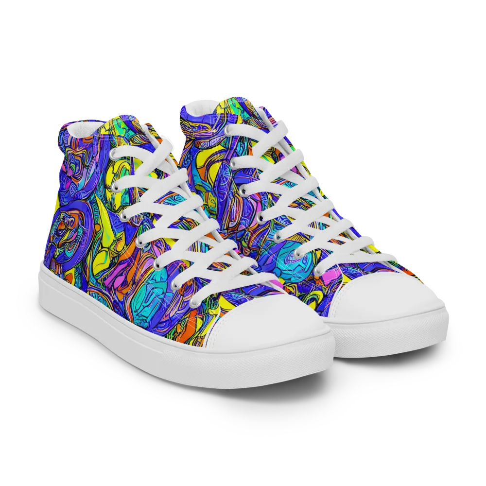 Electric Opulence on Men's High Top Canvas Shoes — Right Front