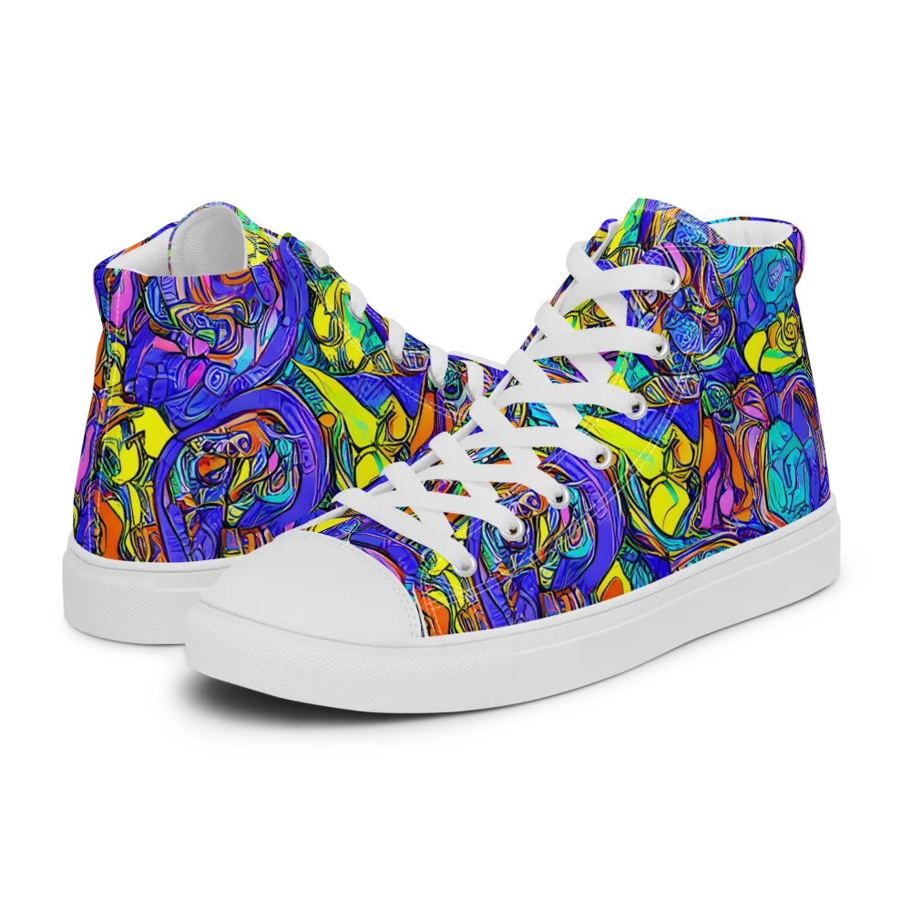 Electric Opulence on Men's High Top Canvas Shoes — Left