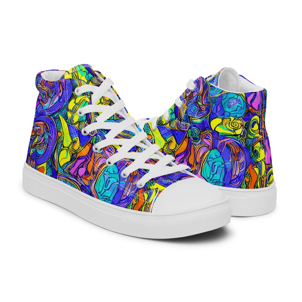 Electric Opulence on Men's High Top Canvas Shoes — Right
