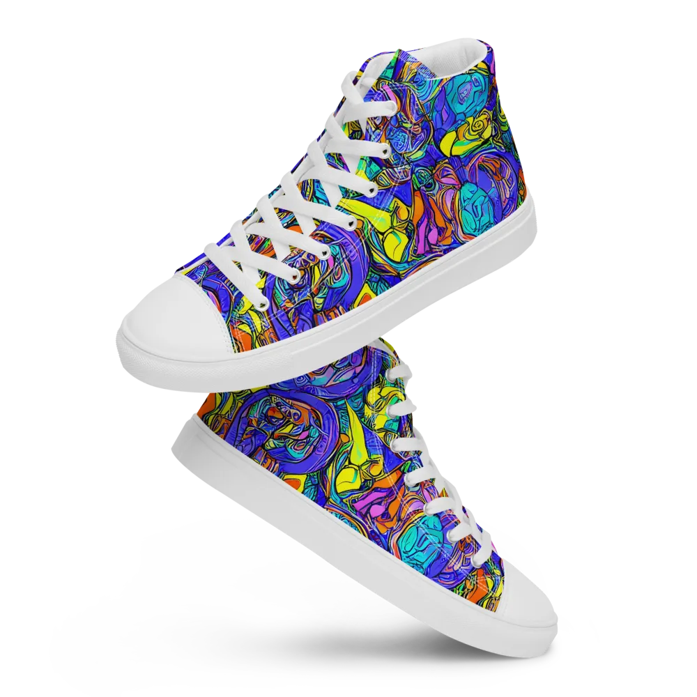 Electric Opulence on Men's High Top Canvas Shoes — Front
