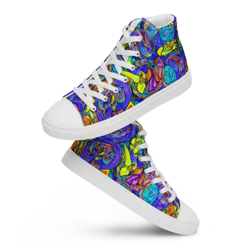 Electric Opulence on a Men's High Top Canvas Shoes
