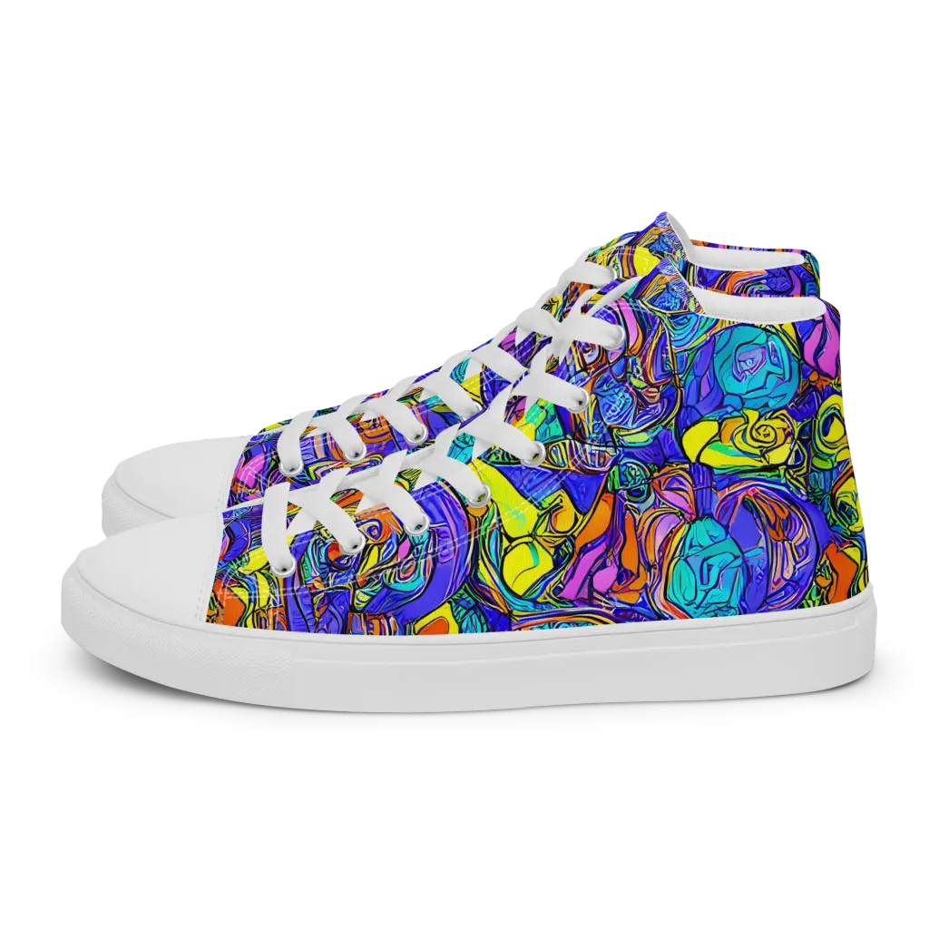 Electric Opulence on Women's High Top Canvas Shoes — Left