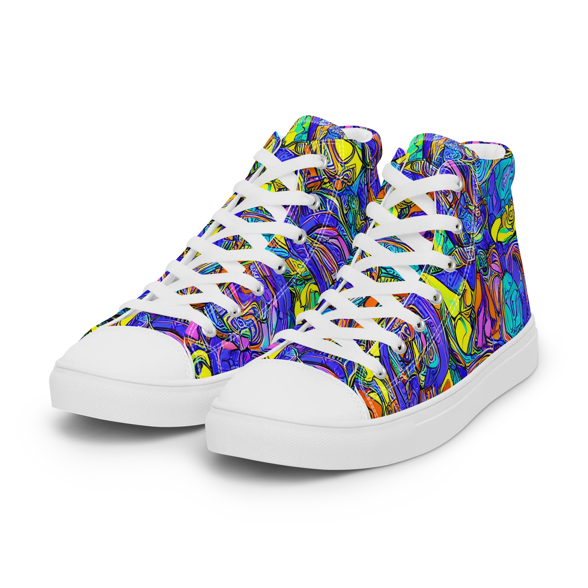 Electric Opulence on Women's High Top Canvas Shoes — Left Front