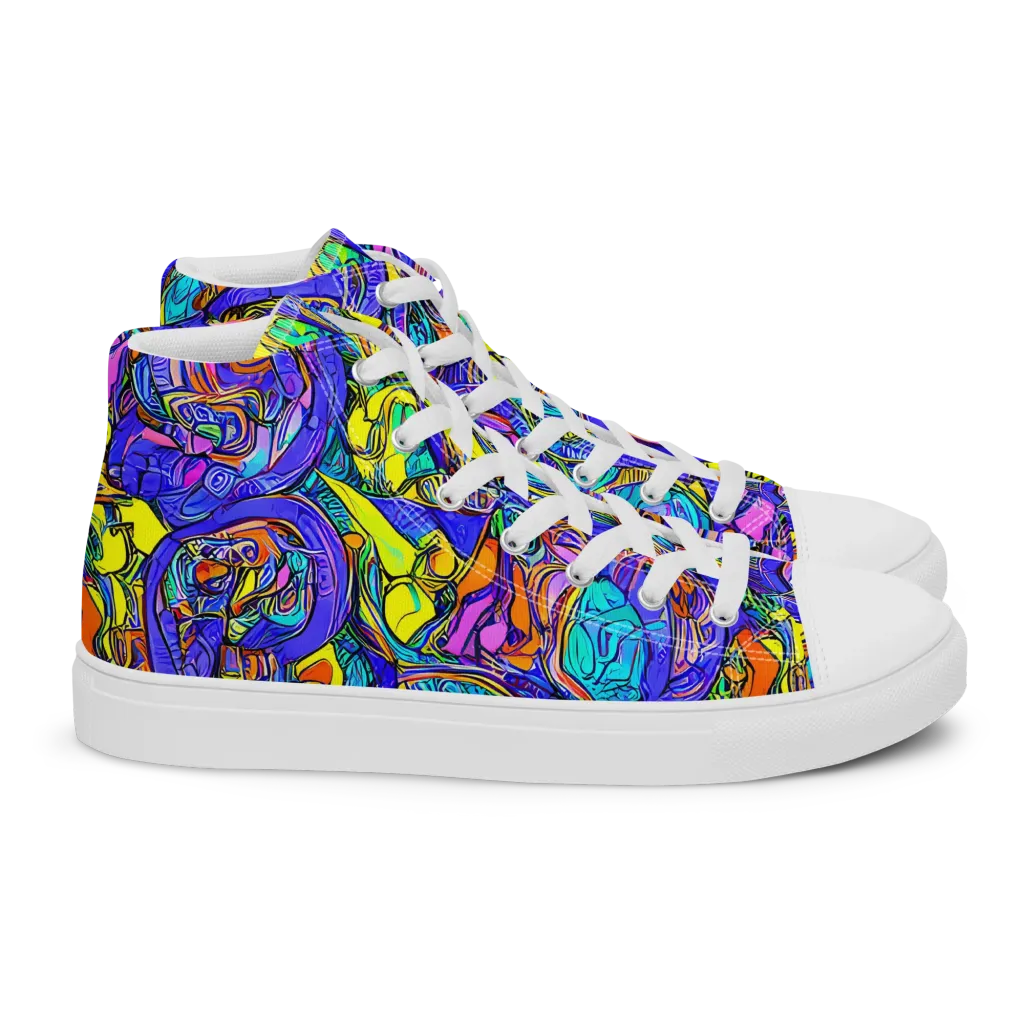 Electric Opulence on Women's High Top Canvas Shoes — Right