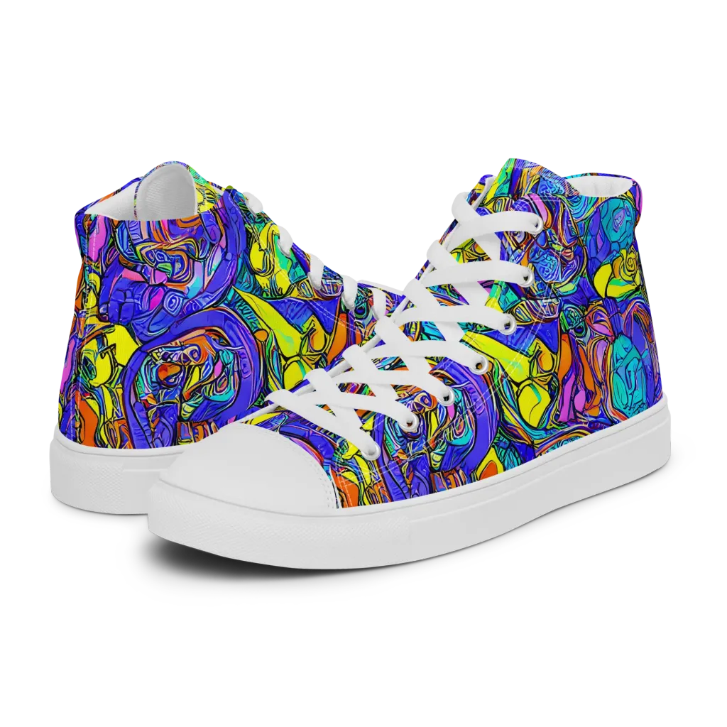 Electric Opulence on Women's High Top Canvas Shoes — Left