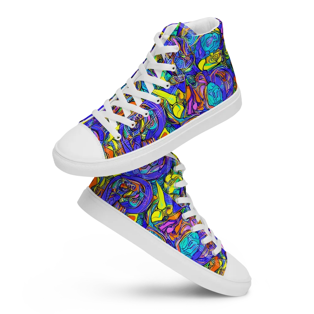 Electric Opulence on Women's High Top Canvas Shoes — Front
