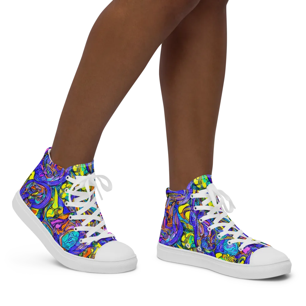 Electric Opulence on Women's High Top Canvas Shoes — Right