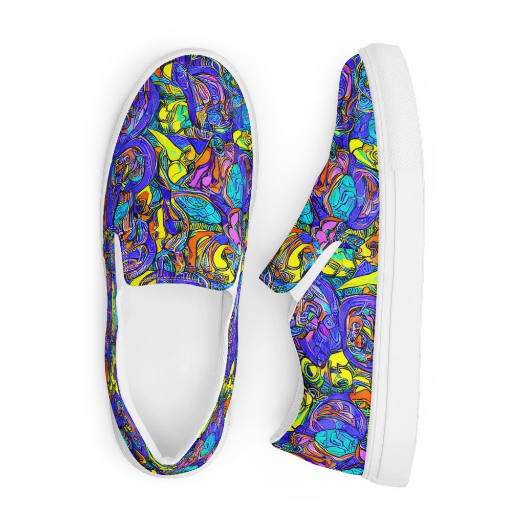 Electric Opulence on Men's Slip-On Canvas Shoes — Front