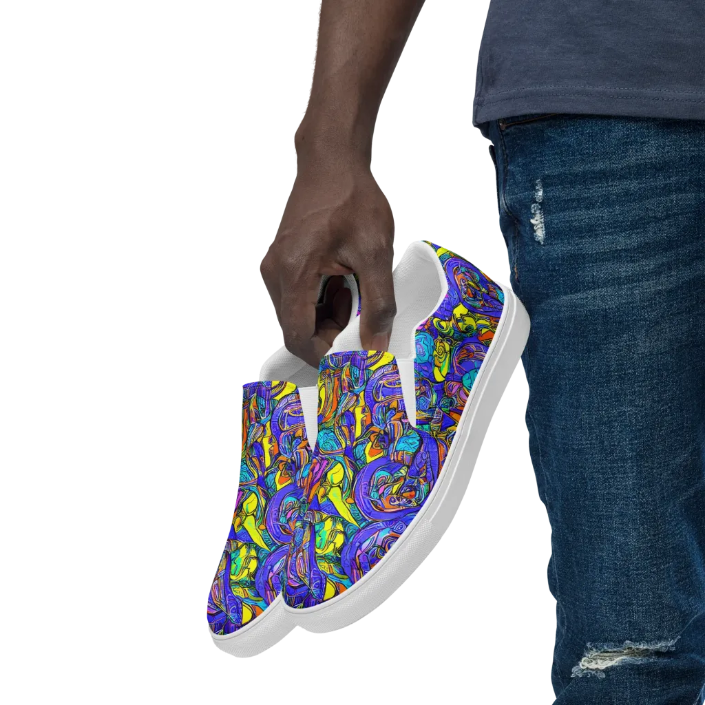 Electric Opulence on Men's Slip-On Canvas Shoes — Left Front
