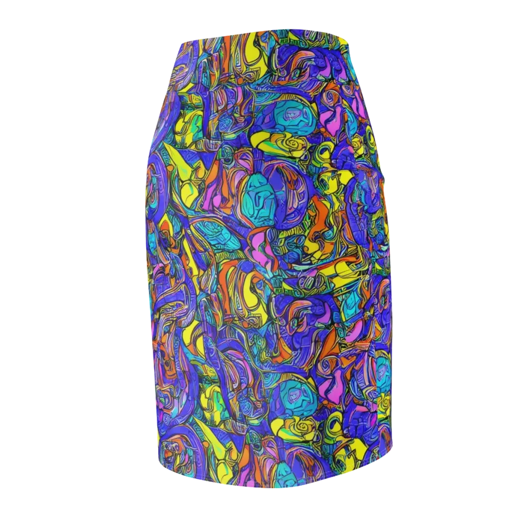 Electric Opulence on Pencil Skirt — Back Side