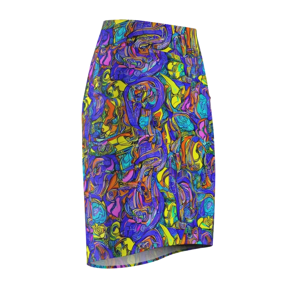 Electric Opulence on Pencil Skirt — Front Side