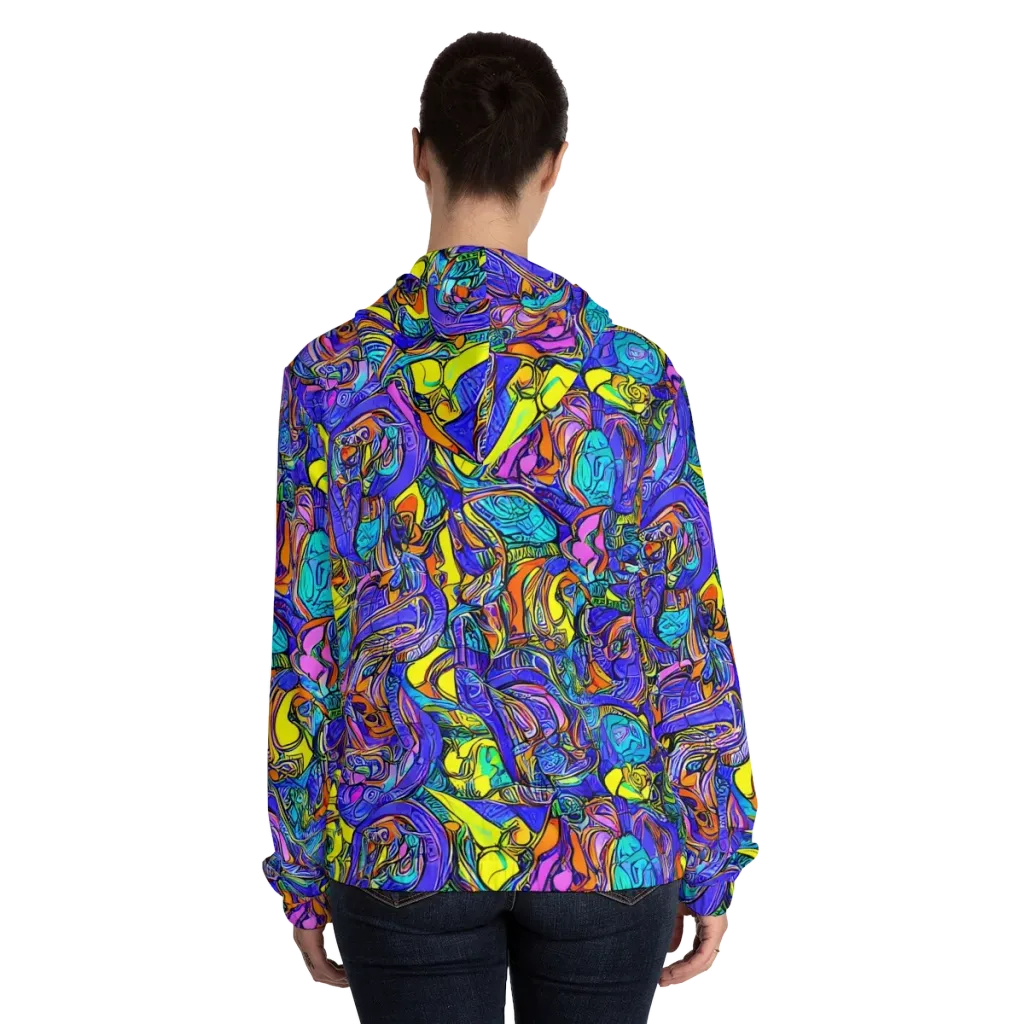 Electric Opulence on Women's Full-Zip Hoodie — Back On Person
