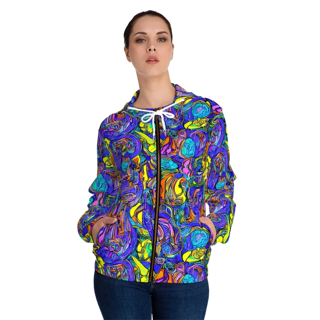 Electric Opulence on Women's Full-Zip Hoodie — Front On Person