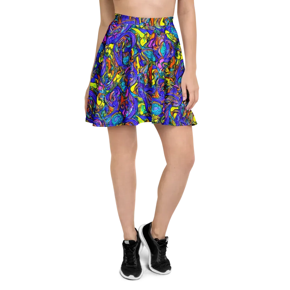 Electric Opulence on Skater Skirt — Front