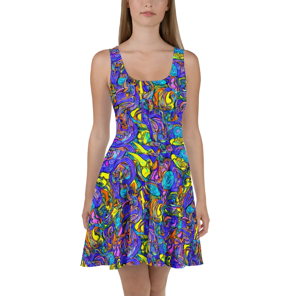 Electric Opulence on Skater Dress — Front