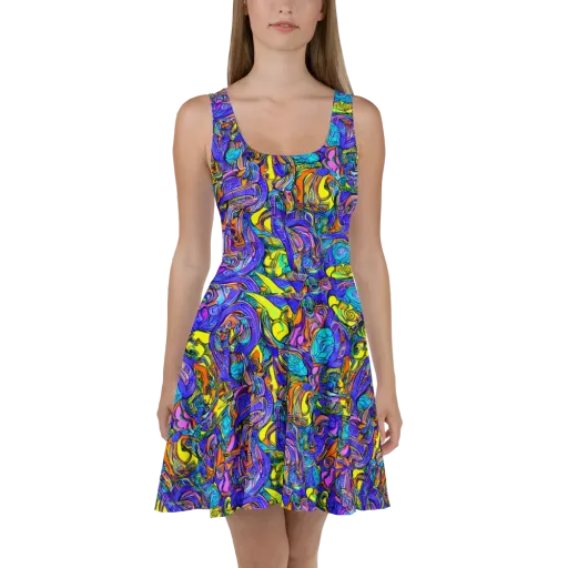 Electric Opulence on a Skater Dress
