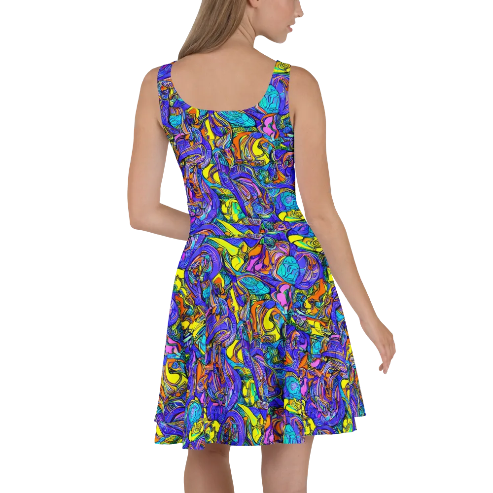 Electric Opulence on Skater Dress — Back