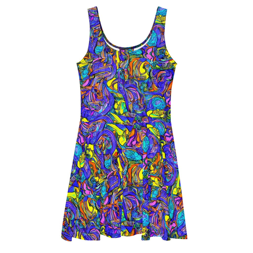 Electric Opulence on Skater Dress — Front