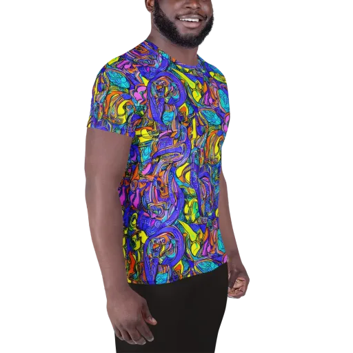 Electric Opulence on a Men's Athletic T-Shirt