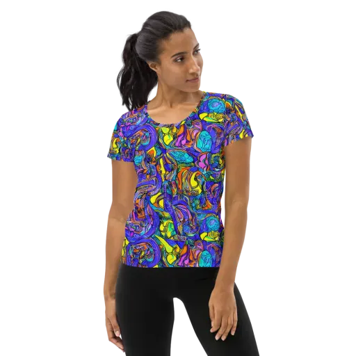 Electric Opulence on a Women's Athletic T-Shirt
