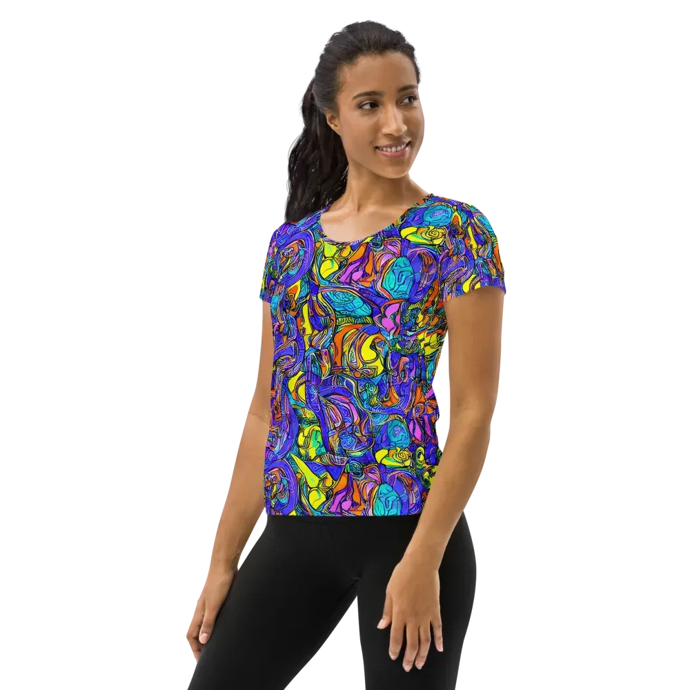 Electric Opulence on Women's Athletic T-Shirt — Left