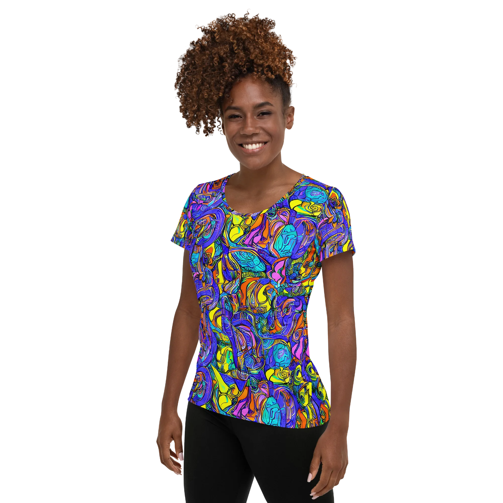 Electric Opulence on Women's Athletic T-Shirt — Left