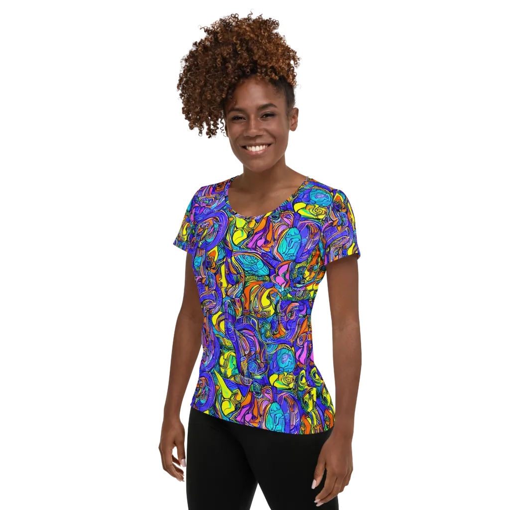 Electric Opulence on Women's Athletic T-Shirt — Left