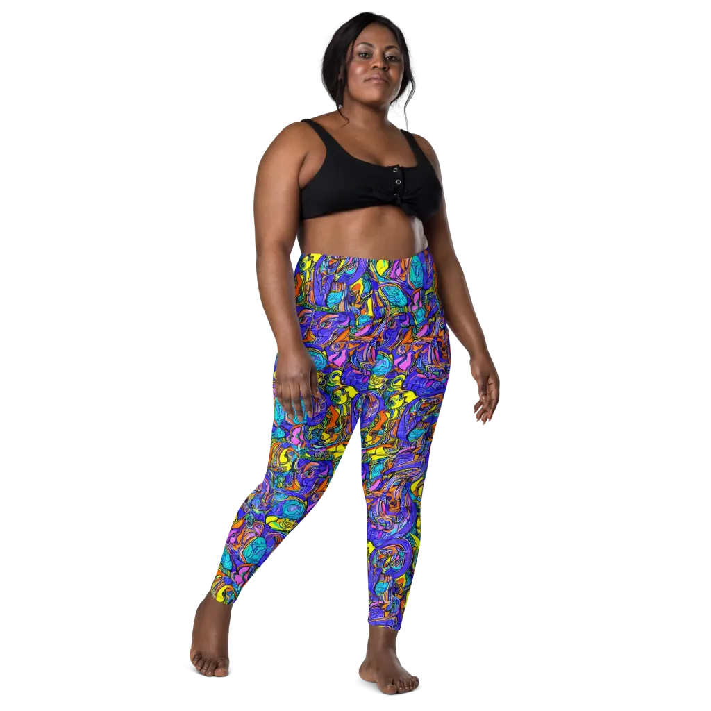 Electric Opulence on Leggings with Pockets — Front