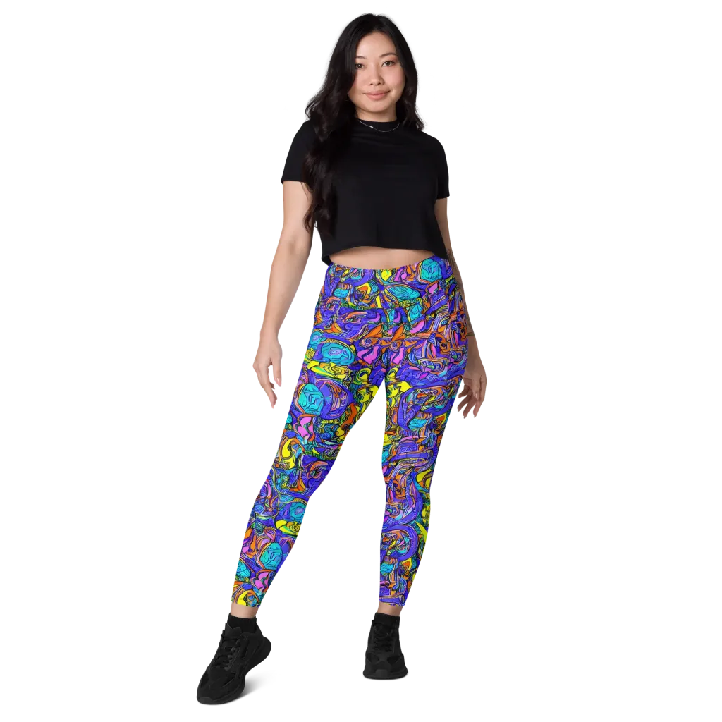 Electric Opulence on Leggings with Pockets — Front