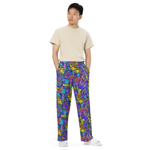 Electric Opulence on a Wide-Leg Pants